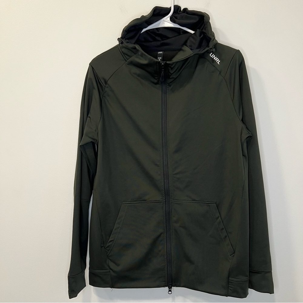 Mens UNRL Full Zip Hoodie Small Hazel Green